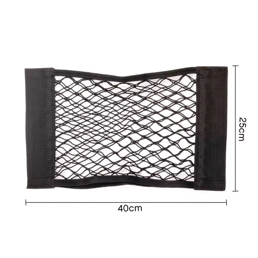 Universal Car Back Seat Organizer - Elastic Mesh Trunk Net with Magic Stickers for Ultimate Storage Solution