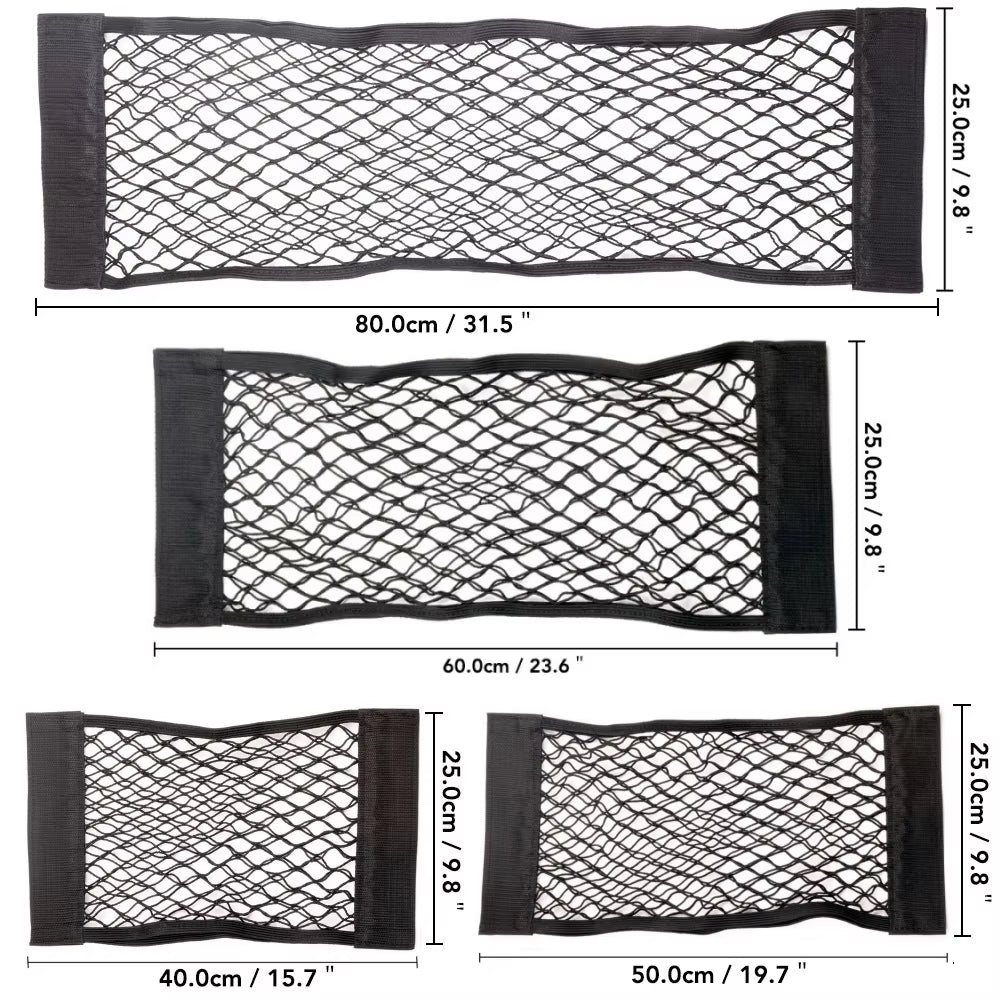Universal Car Back Seat Organizer - Elastic Mesh Trunk Net with Magic Stickers for Ultimate Storage Solution