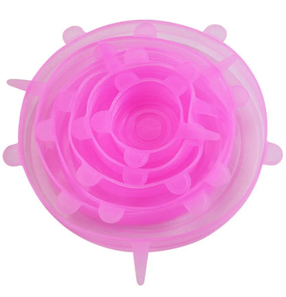 6-Pack Reusable Silicone Food Covers - Airtight Universal Stretch Lids for Kitchen Storage