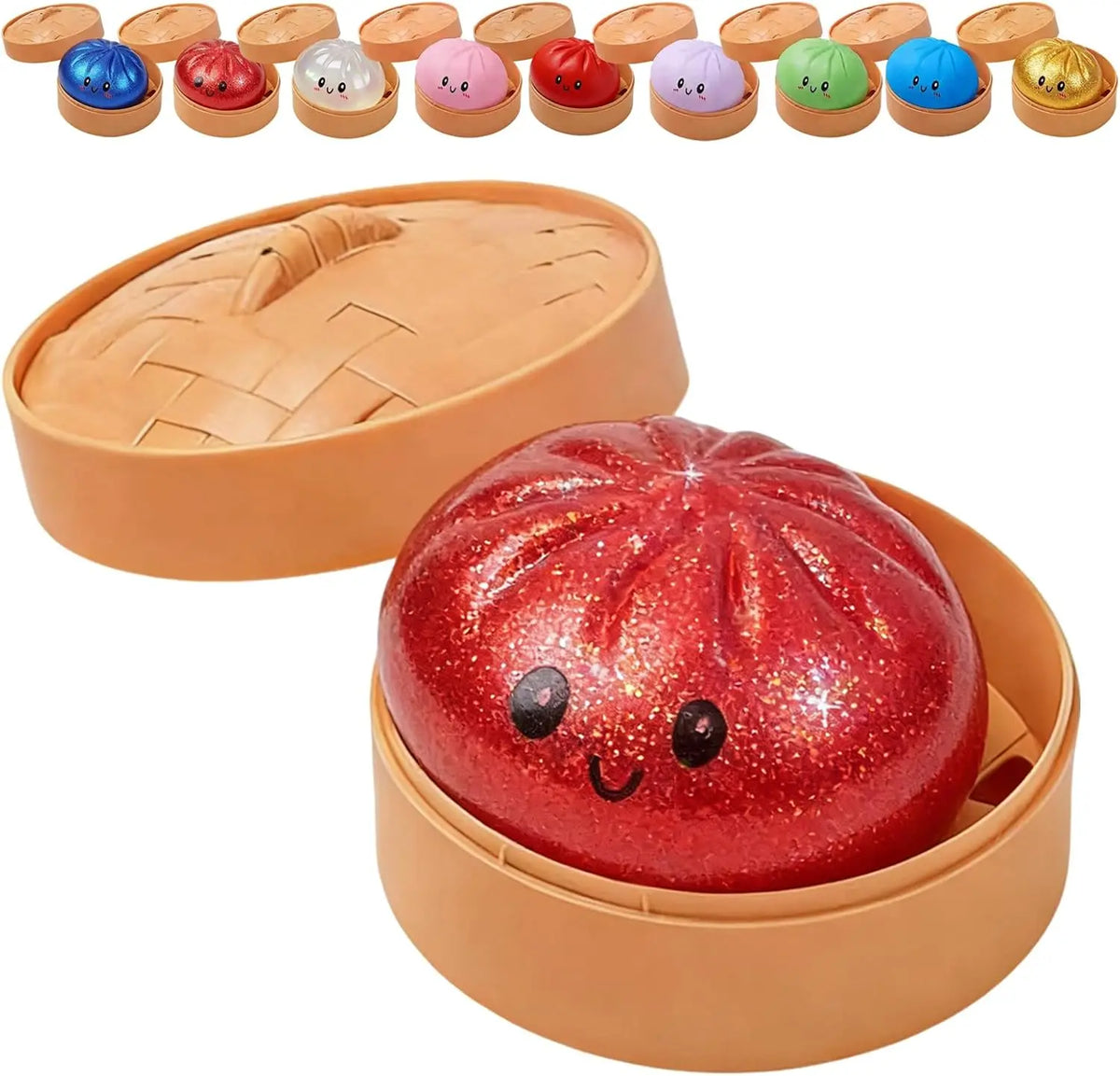  Glitter Dumpling Squishy with Box Dumplings Sensory Squeeze Toy for Stress Relief