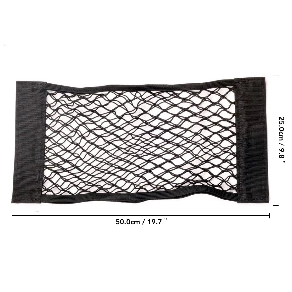 Universal Car Back Seat Organizer - Elastic Mesh Trunk Net with Magic Stickers for Ultimate Storage Solution