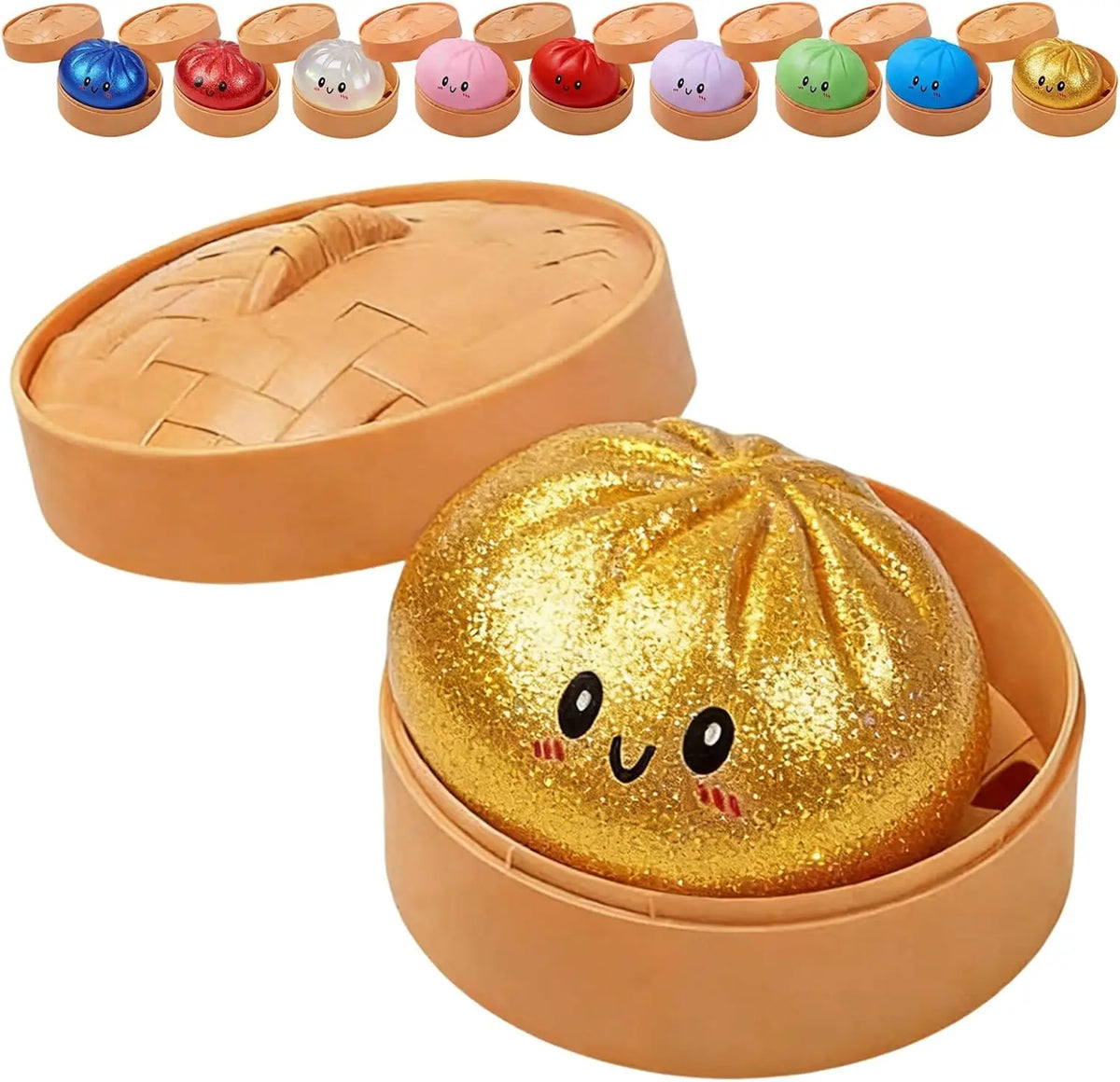  Glitter Dumpling Squishy with Box Dumplings Sensory Squeeze Toy for Stress Relief