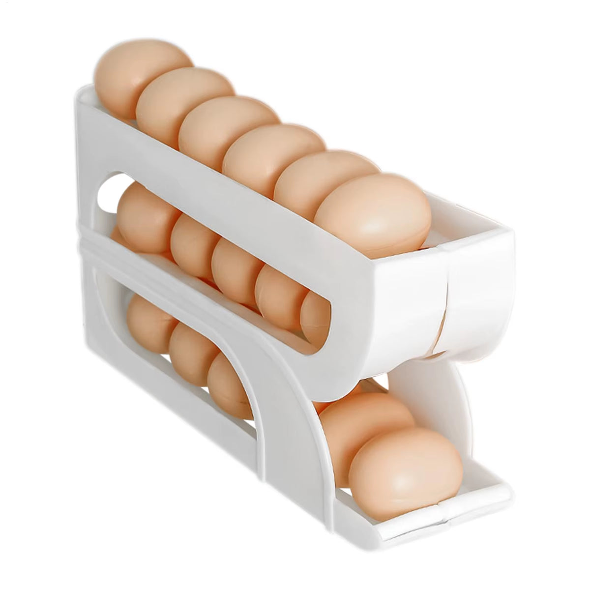 3-Tier Automatic Rolling Egg Container for Refrigerator - Perfect Meal Prep & Pantry Organizer