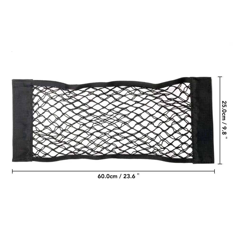 Universal Car Back Seat Organizer - Elastic Mesh Trunk Net with Magic Stickers for Ultimate Storage Solution