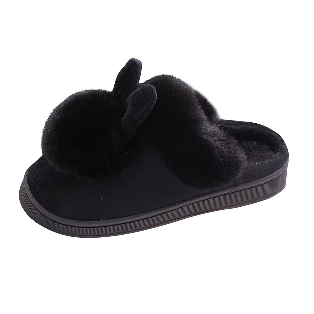 Women'S Winter Warm Home Slippers Winter Plush Rabbit Ears 