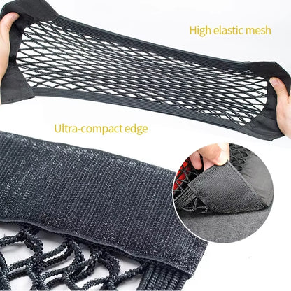 Universal Car Back Seat Organizer - Elastic Mesh Trunk Net with Magic Stickers for Ultimate Storage Solution