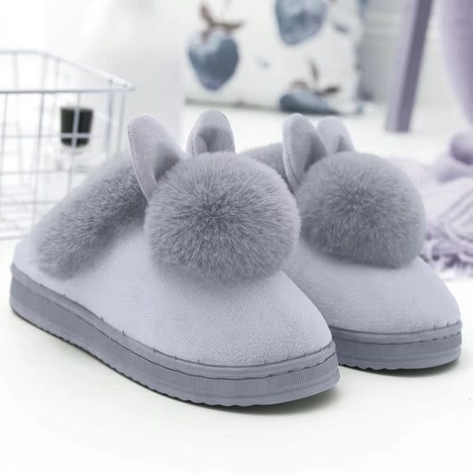Women'S Winter Warm Home Slippers Winter Plush Rabbit Ears 
