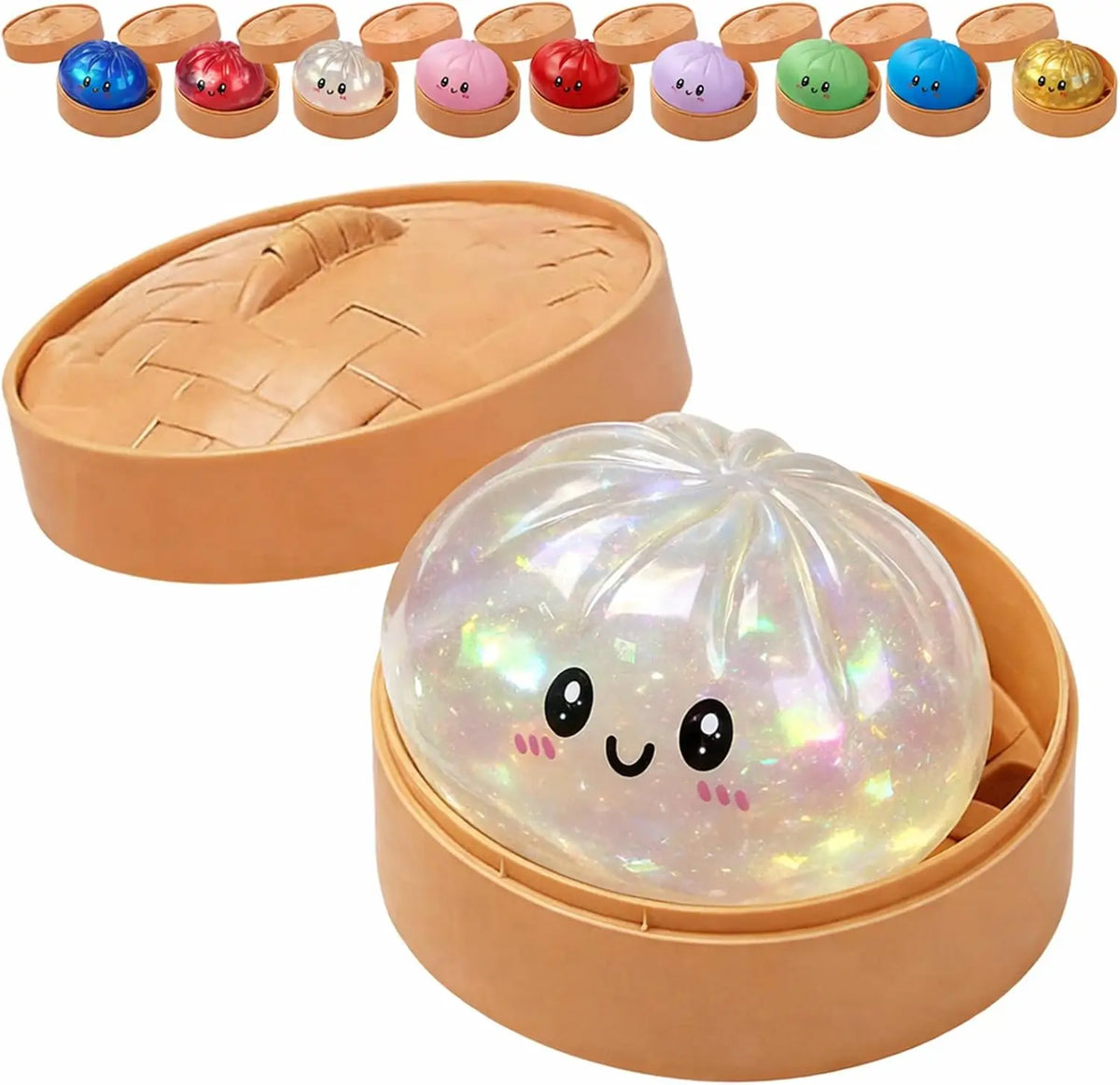  Glitter Dumpling Squishy with Box Dumplings Sensory Squeeze Toy for Stress Relief