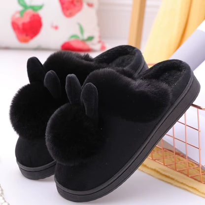 Women'S Winter Warm Home Slippers Winter Plush Rabbit Ears 