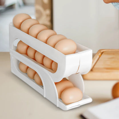 3-Tier Automatic Rolling Egg Container for Refrigerator - Perfect Meal Prep & Pantry Organizer