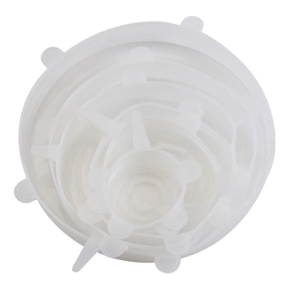6-Pack Reusable Silicone Food Covers - Airtight Universal Stretch Lids for Kitchen Storage