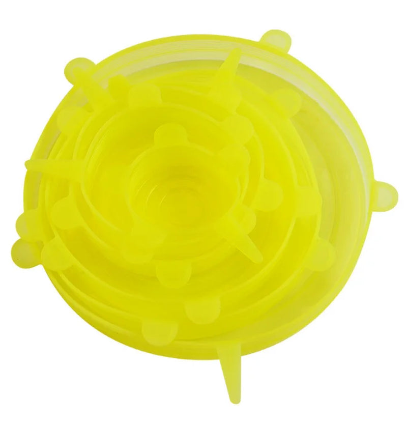 6-Pack Reusable Silicone Food Covers - Airtight Universal Stretch Lids for Kitchen Storage