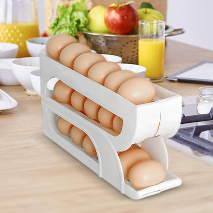 3-Tier Automatic Rolling Egg Container for Refrigerator - Perfect Meal Prep & Pantry Organizer