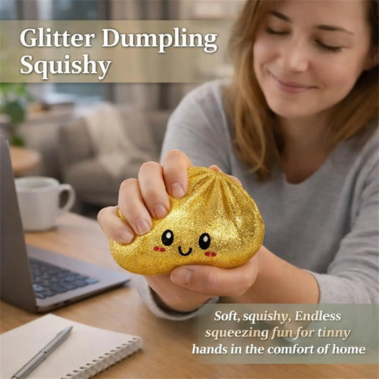  Glitter Dumpling Squishy with Box Dumplings Sensory Squeeze Toy for Stress Relief