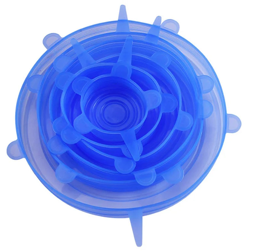 6-Pack Reusable Silicone Food Covers - Airtight Universal Stretch Lids for Kitchen Storage