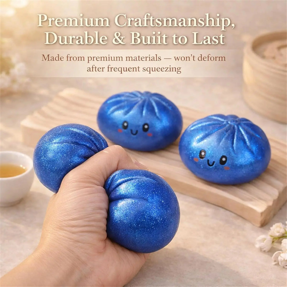  Glitter Dumpling Squishy with Box Dumplings Sensory Squeeze Toy for Stress Relief